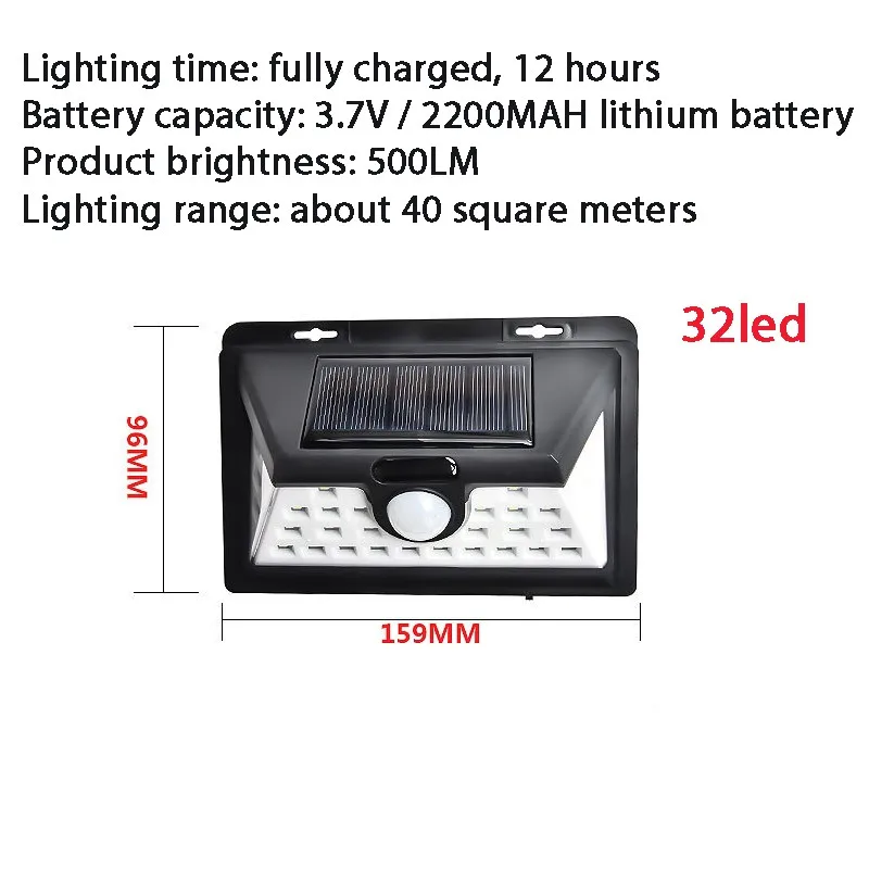 Открытый солнечный светильник s 32 светодиодный COB Ультра высокая яркость широкий угол светильник ing датчик движения светильник водонепроницаемый светильник безопасности