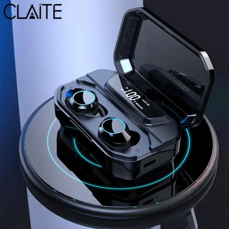 Беспроводные bluetooth-наушники CLAITE TWS 5,0 6D, стерео наушники CVC8.0 с шумоподавлением, 3300 мАч, внешний аккумулятор, гарнитура с микрофоном