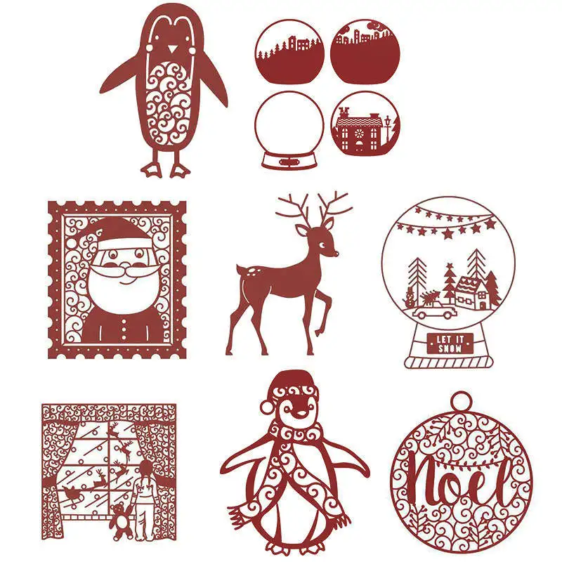 

Christmas Crystal Ball Snowflake Snowman Elk Penguin Noel Metal Cutting Dies for DIY Scrapbooking Cards Crafts New 2019 Cutdies