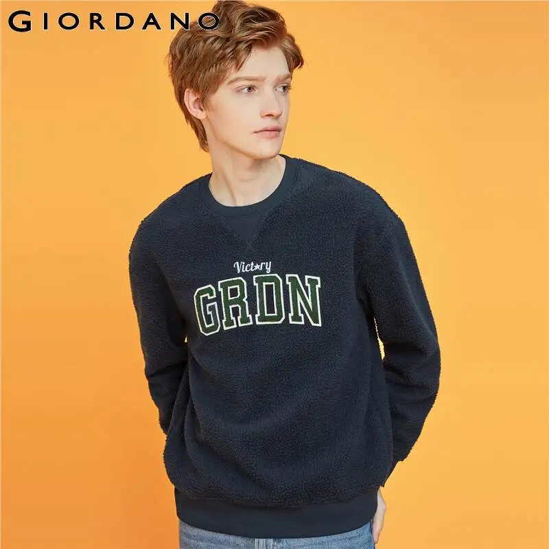 Giordano мужские толстовки с буквенным принтом полиэстер берберский свитер круглым