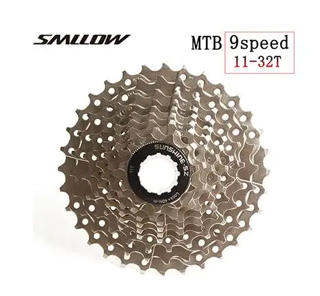 SUNSHINE MTB Mountain Bicycle 9S Cassette Freewheel 9speeds Flywheel Crankset Bicycle Parts with Threaded 11-32T36T40T42T50T - Цвет: 9s 11-32T