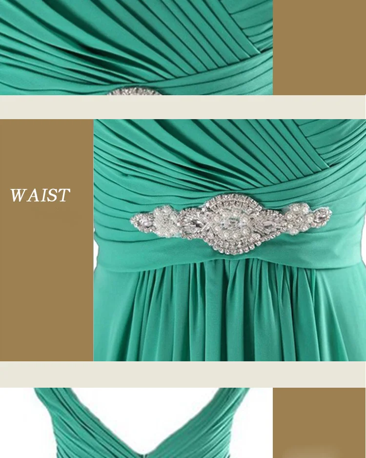 A Line Chiffon V Neck Crystals Elegant Floor Length Bridesmaid Dresses Wedding Party Evening Prom Homecoming Birthday Zipper bridesmaid dresses