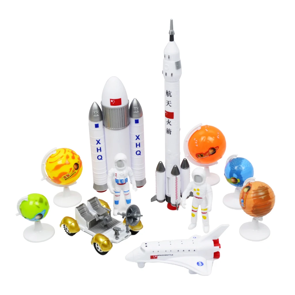 Kid Toys Set Space Explore Play Suits Rocket Helicopter Satellite Plastic Model 
