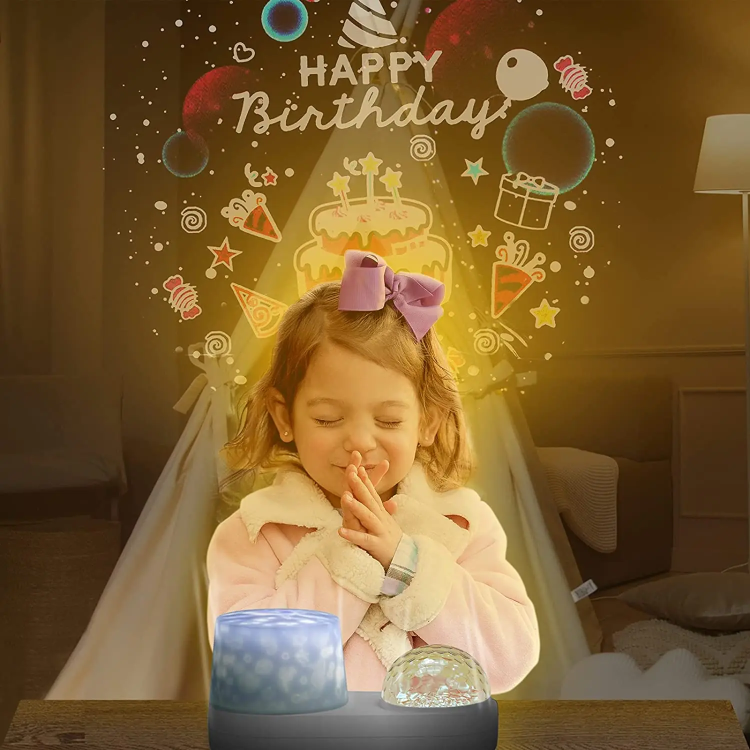 Galaxy Star Ocean Projector Night Lights by Music Speaker Starry Sky Projection Lamp for Home Room Decor Kids  Adults Baby Gift