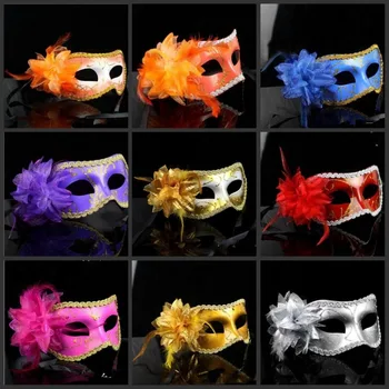 

2020 Women Lace Lotus Flower Masquerade Party Mask Handmade Venetian Halloween Masquerade Mask Sexy Princess Mardi Gras Costume