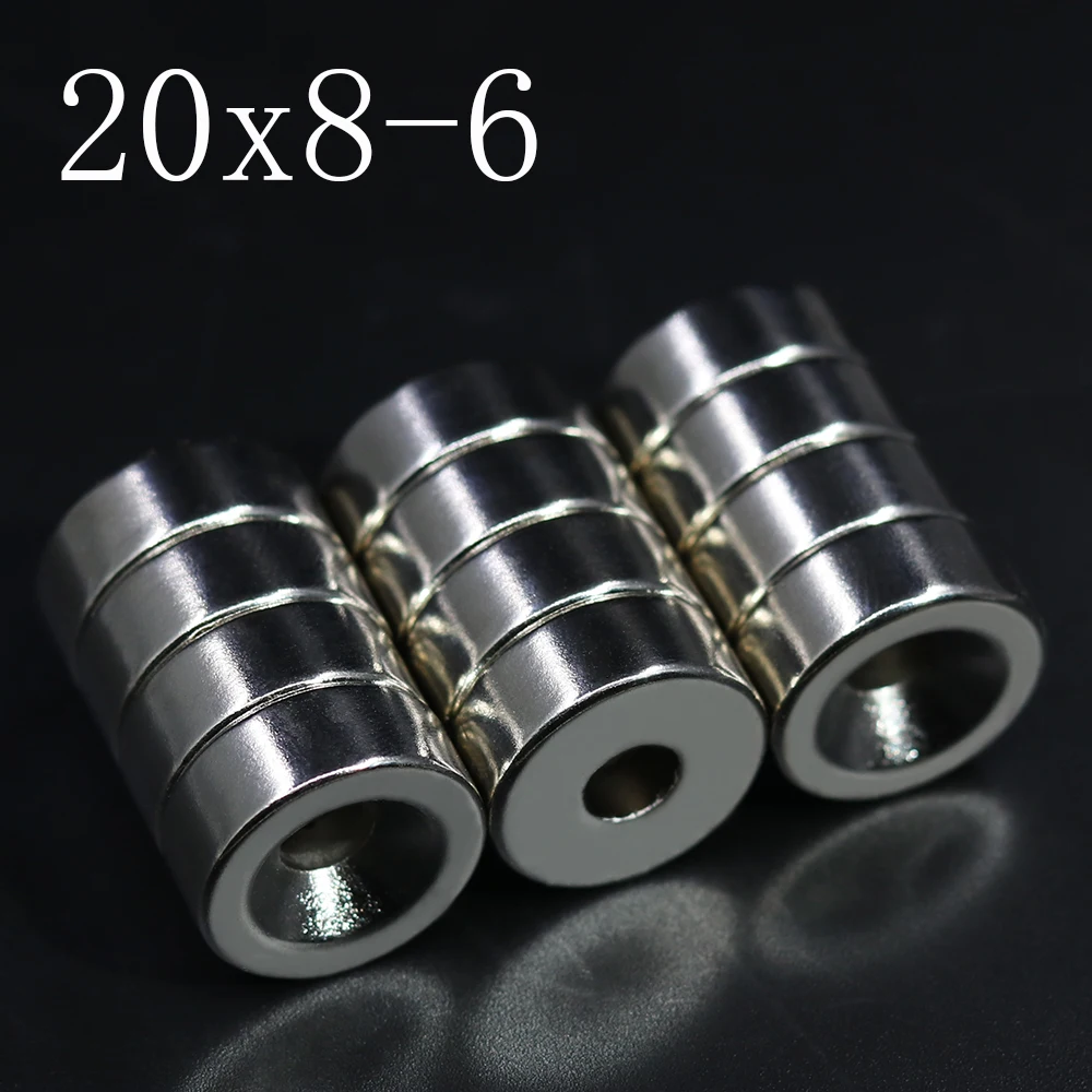 Неодимовый магнит 20x8 мм отверстие 6 NdFeB N35 Круглый супермощный постоянный