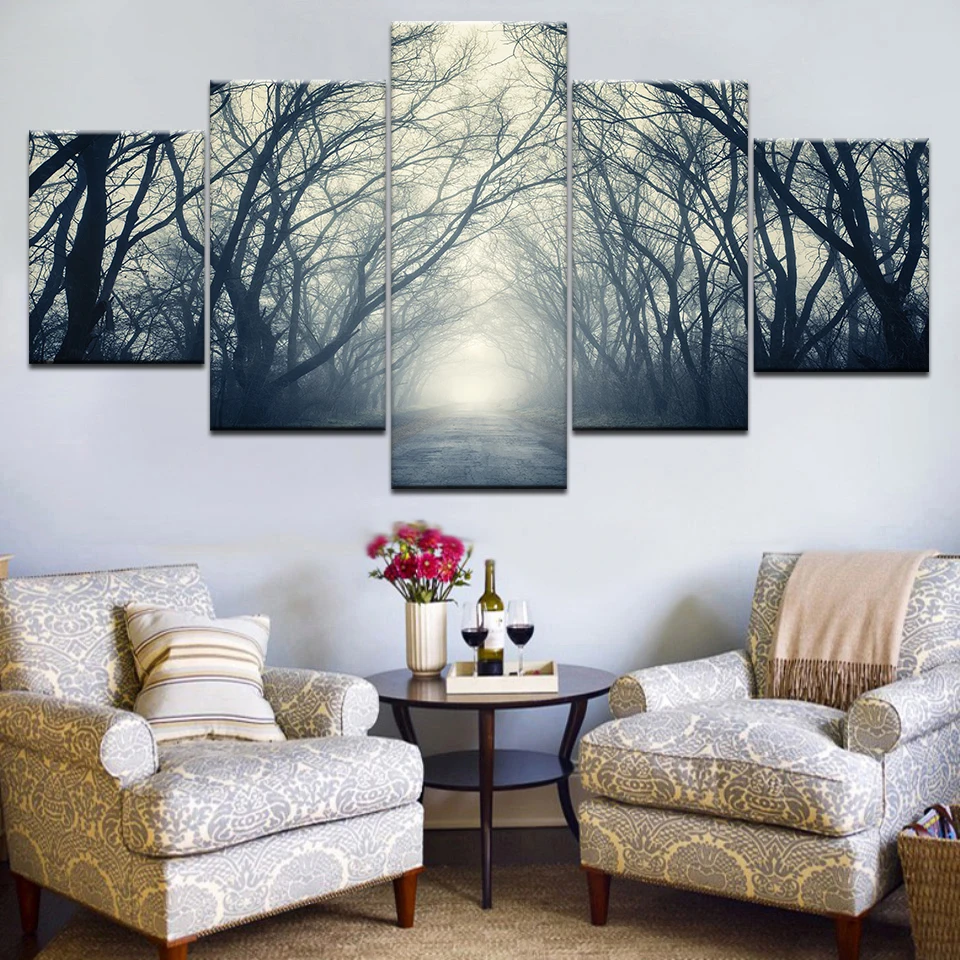 Картины на холсте с рамкой домашний декор HD принты 5 шт. тропические деревья