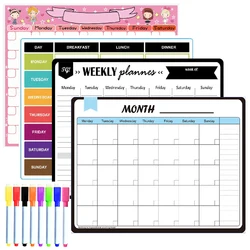 Calendario semanal, planificador mensual, pizarra magnética, pegatinas de nevera, pizarra de borrado en seco, mensajes de notas para niños, pizarra blanca para pared