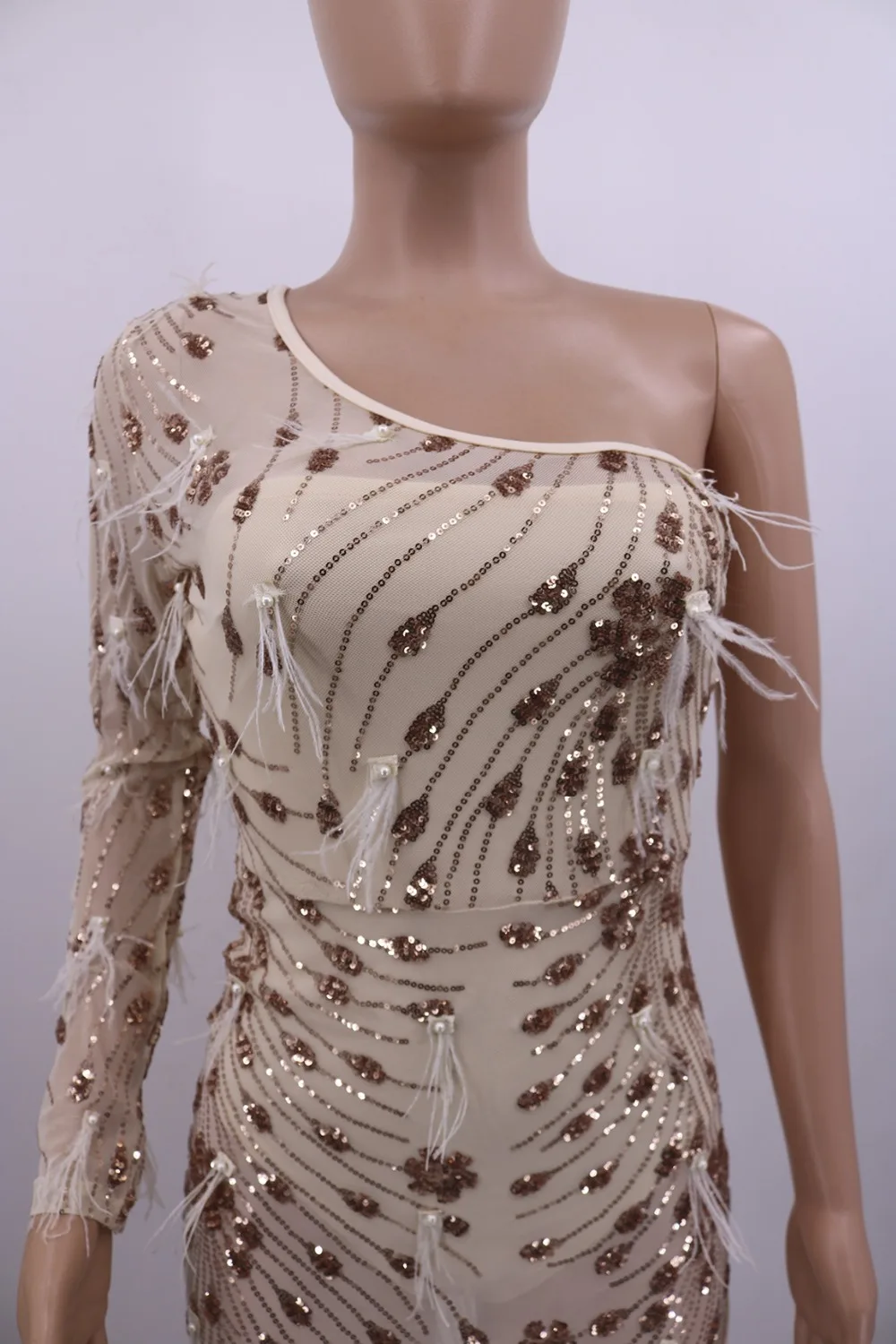 Abasona, женское осенне-зимнее платье макси, с вырезом лодочкой, сплошное, с длинным рукавом, с мехом, с бисером, облегающее, сексуальное, Клубное, вечернее платье