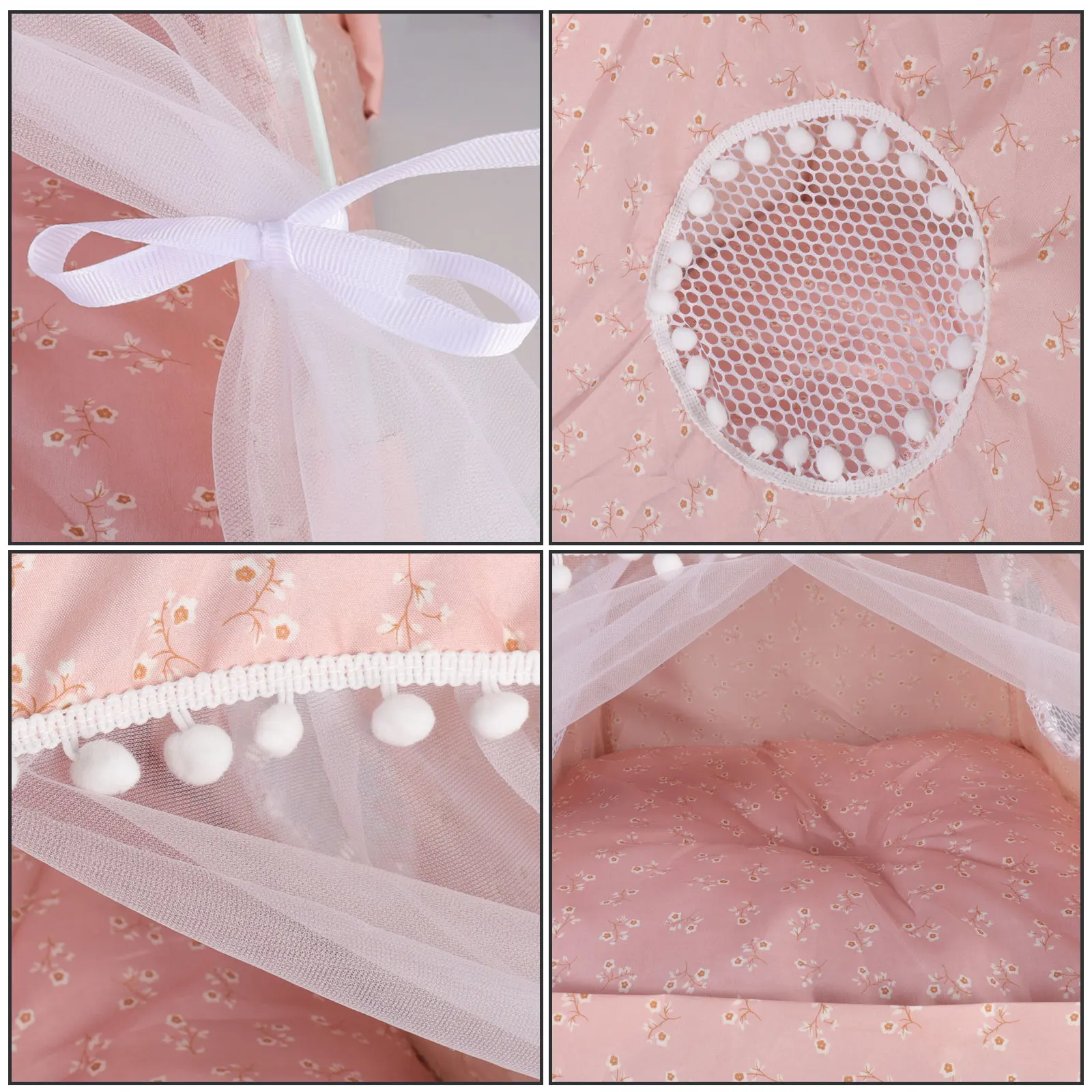 Pet Tent Cave Bed for Cat Small Dog with Removable Washable Cushion Folding Teepee Puppy Cat Indoor Outdoor Kennels Cave