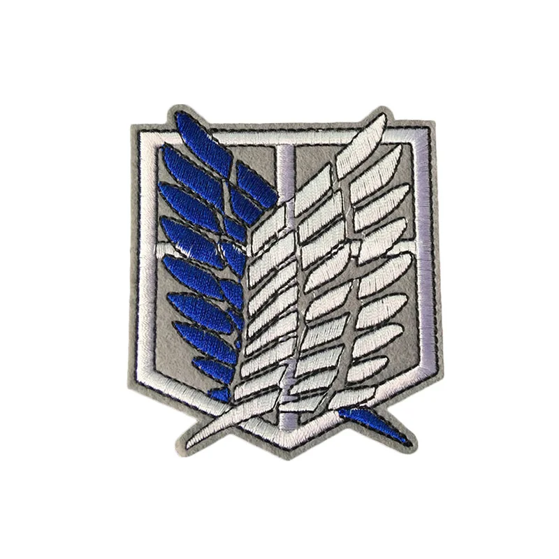 Blue and white Мультяшная гигантская исследовательская команда, свободное крыло, железо на аниме, атака на титанов, вышитая одежда, сделай сам, нашивка для одежды для девочек и мальчиков - Цвет: Blue and white