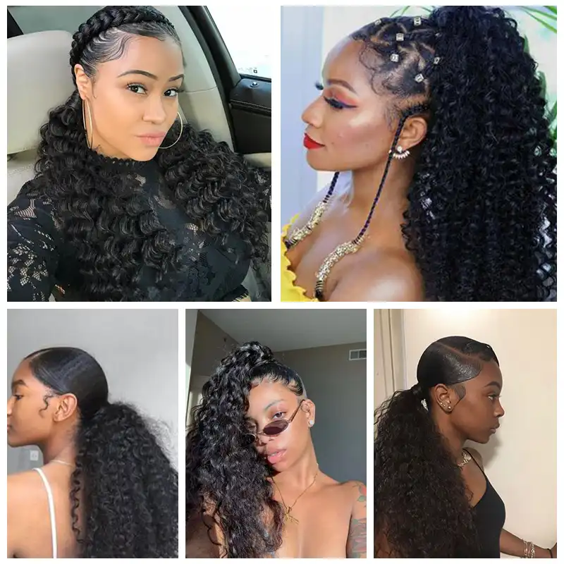 Ailiade 2020 New Type 14 Inch Long Afro Kinky Curly Ponytail