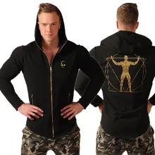 Мышцы Фитнес братья Осень стиль Мужчины Спорт Фитнес Повседневный Чистый Хлопок Эластичность Толстовка пальто кардиган