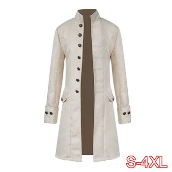 

Spring Retro Gothic Steampunk Jacket Men Vintage Floral Outerwear Coat Casual Windbreaker Button Mens Overcoat Plus Size Jacket