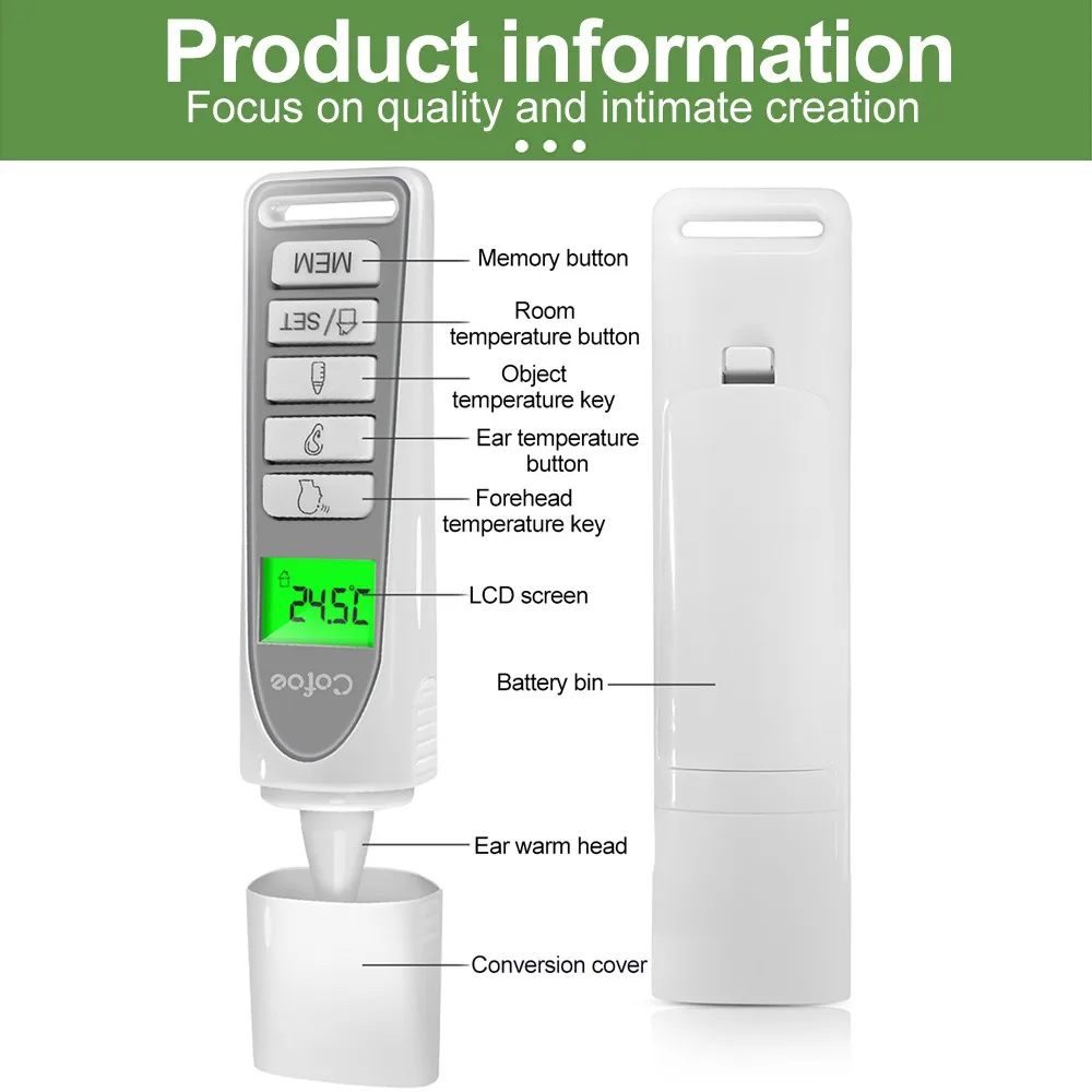 Cofoe 2 в 1 термометр Многофункциональный термометр для тела детская температура Инфракрасный Бесконтактный ЖК цифровой ушной лоб термометры