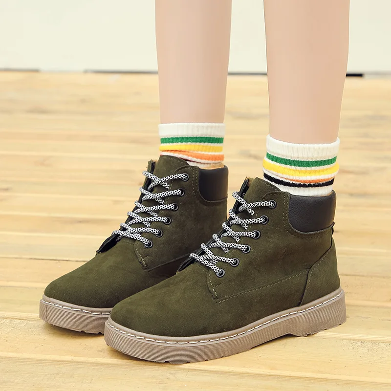 

Ozhouzhan 2019 Autumn And Winter New Style Martin Boots Female Cotton Boots British Style Retro plus Velvet Short Boots Lace-up