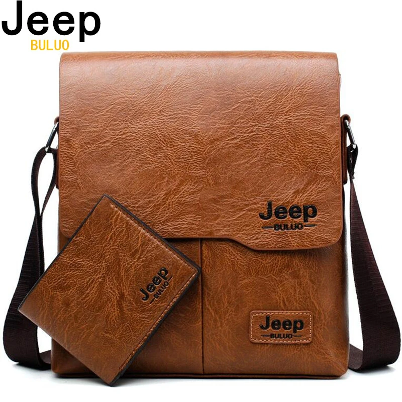 Men Tote Bags Set JEEP BULUO Famous Brand New Fashion Man Leather Mess