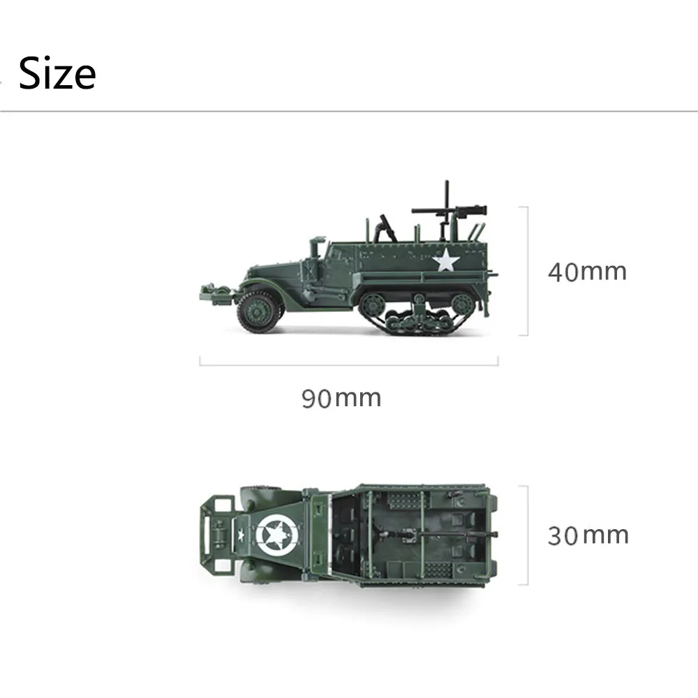 1:72 4D M3 Half-Track Armored Vehicle Assembly Model Toy 10Pcs Soldiers Model