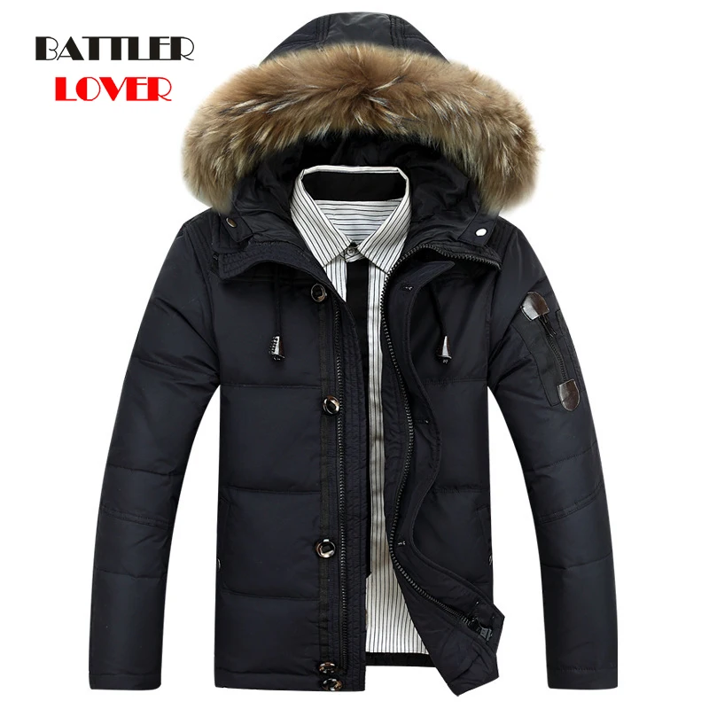 

-40 Degree Cold Resistant Down Jacket Men Thick Warm 90% White Duck Down Hooded Natural Fur Collar Man Waterproof Mens Down Coat
