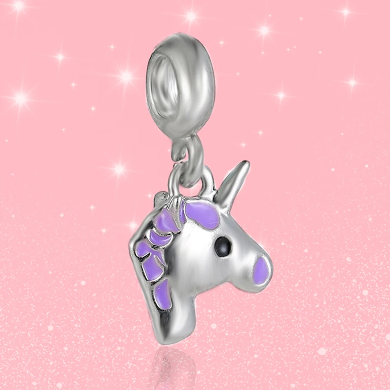 2Pcs/Lot Cartoon Series Unicorn Beads Charm Pendant Fit Original Brand Bracelets Bangles For Women Making Fashion DIY Jewelry | Украшения и