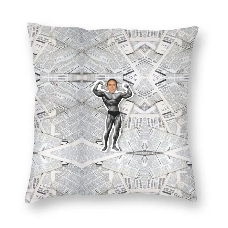 

Nicolas Cage Bodybuilder Square Pillow Cover Home Decorative Cute Cushions Throw Pillow for Living Room Double-sided Printing