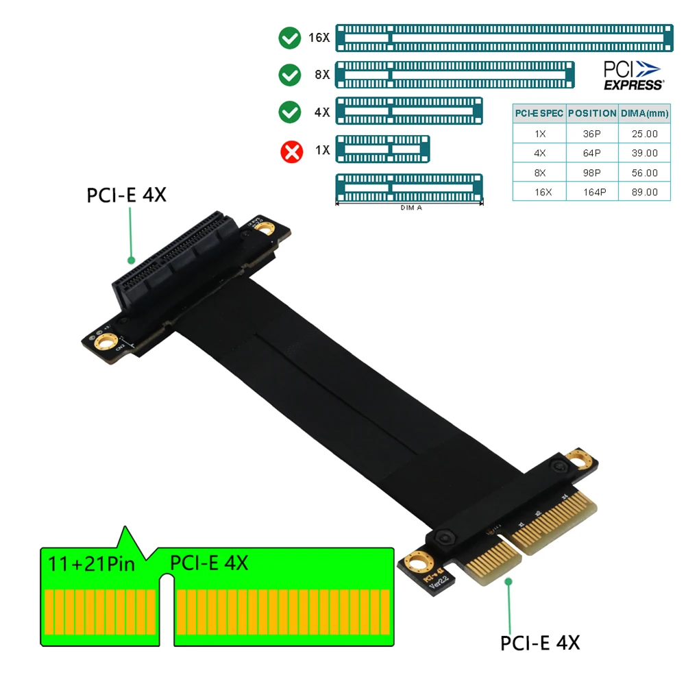 Кабель удлинитель PCI E 4X 24 см 270 градусов|Компьютерные кабели и разъемы| |