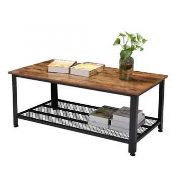 

Coffee Table Rectangle TV Stand Vintage Cocktail End Table Living Room Modern Industrial Look Hooks Loops Hand Towel Hangers