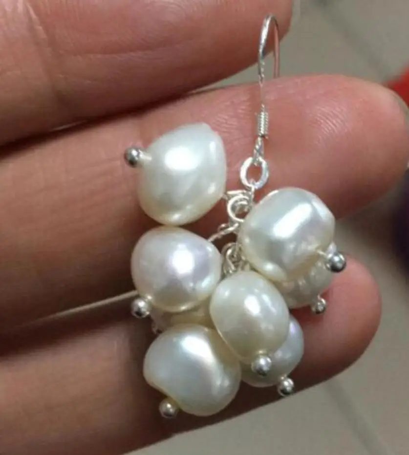 Free shipping noble jewelry 7-8mm Baroque SouthSea Pearls earring 925 Sterling / one piece | Украшения и аксессуары