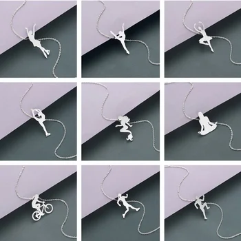

Cxwind Ballerina Ballet Charm Pendants Necklaces Stainless Steel Dance Dancer Sports Girls Necklace Femme Collare Mujer Bijoux