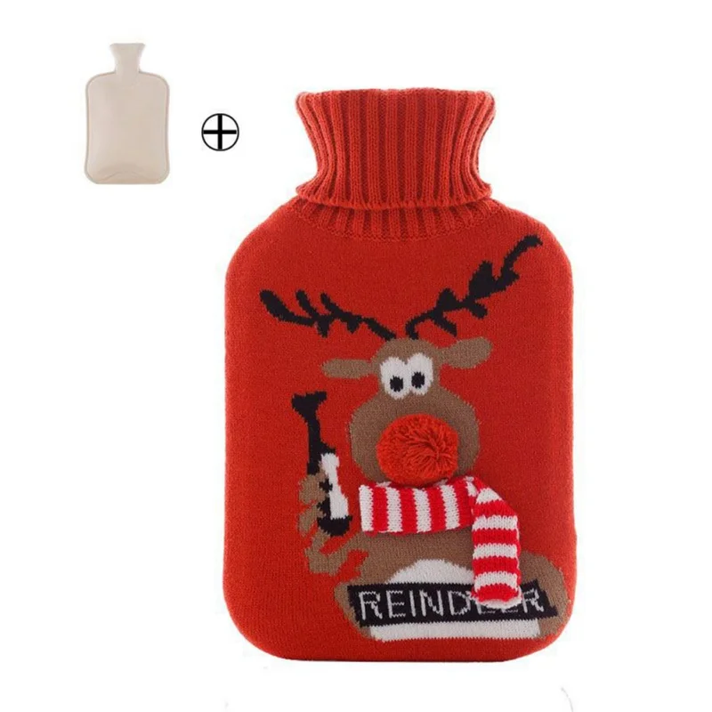 2000 мл Рождественская теплая Защитная крышка для сохранения тепла, безопасная бутылка для горячей воды, съемная вязаная морозостойкая моющаяся большая - Цвет: C