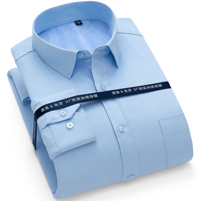 Зимняя теплая Новая мода бренд Camisa Masculina рубашка с длинными рукавами для мужчин