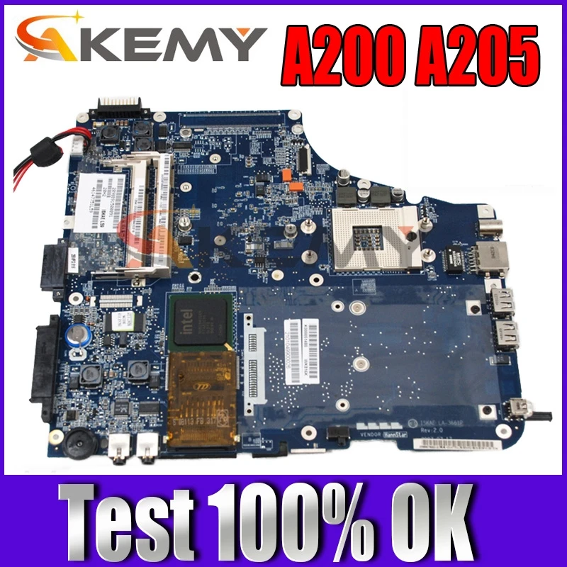 AKEMY Laptop Motherboard for Toshiba A200 A205 K000051480 Mainboard La-3661P intel GM945 mother boards Full Tested | Компьютеры и офис