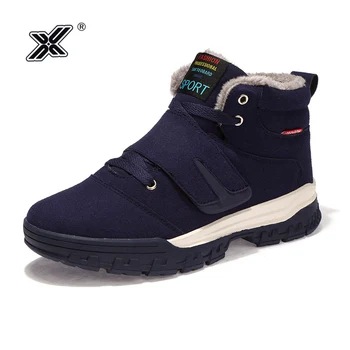 

X Brand Winter Blue Plus Size 47 Plush Warmed Rubber Men Snow Boots Platform Warm Cotton Casual Ankle Boots for Men botas hombre