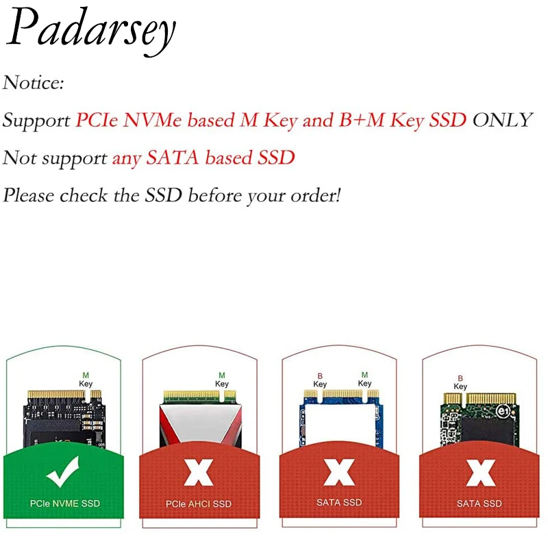 Padarsey M.2 Nvme Adapter Usb 3.1 Gen 2 M-key Kartenleser Bridge_voghion.com