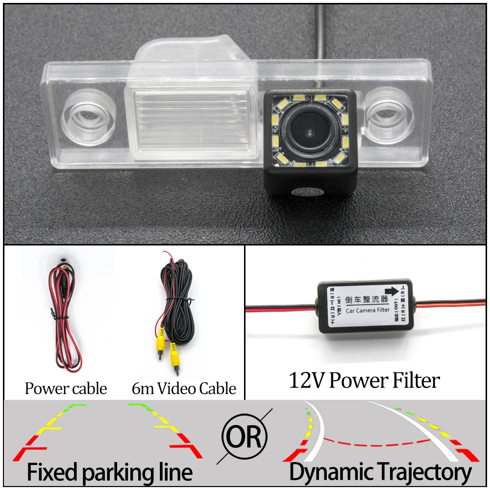 Фиксированная или динамическая траектория камера заднего вида CCD для Chevrolet Epica Tosca Lova Aveo Captiva Cruze Lacetti автостоянка монитор - Название цвета: 12LED Cam N Filter