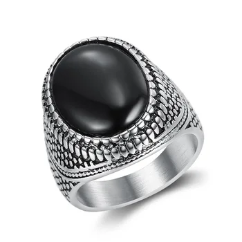 

Stainless Steel Black Stone Ring Men Women Stone Ring Jewelry Best Gift For Him