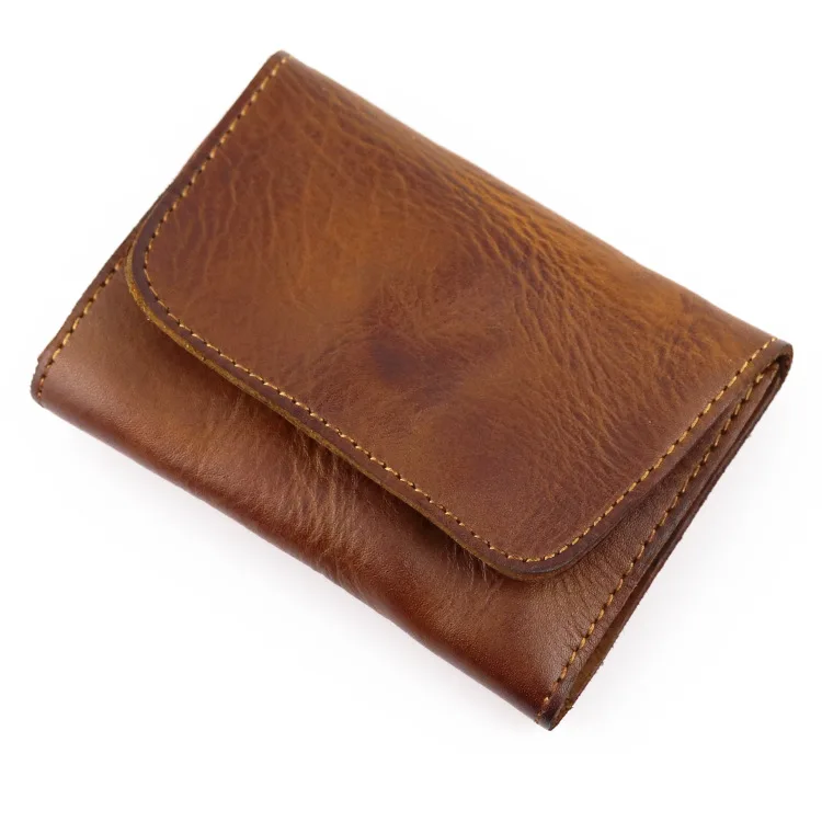 

2020 Genuine Leather Card Holder Men Women Vintage Handmade Short Credit Card Holders Coin Purse Case Small Slim Wallet For Male