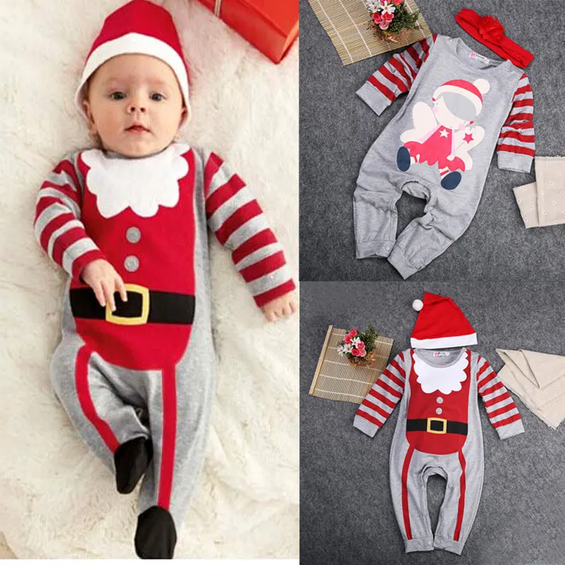 Новинка года; Рождественский костюм Санта-Клауса для маленьких мальчиков и девочек; комплект одежды; комбинезон; roupa; Одежда для новорожденных