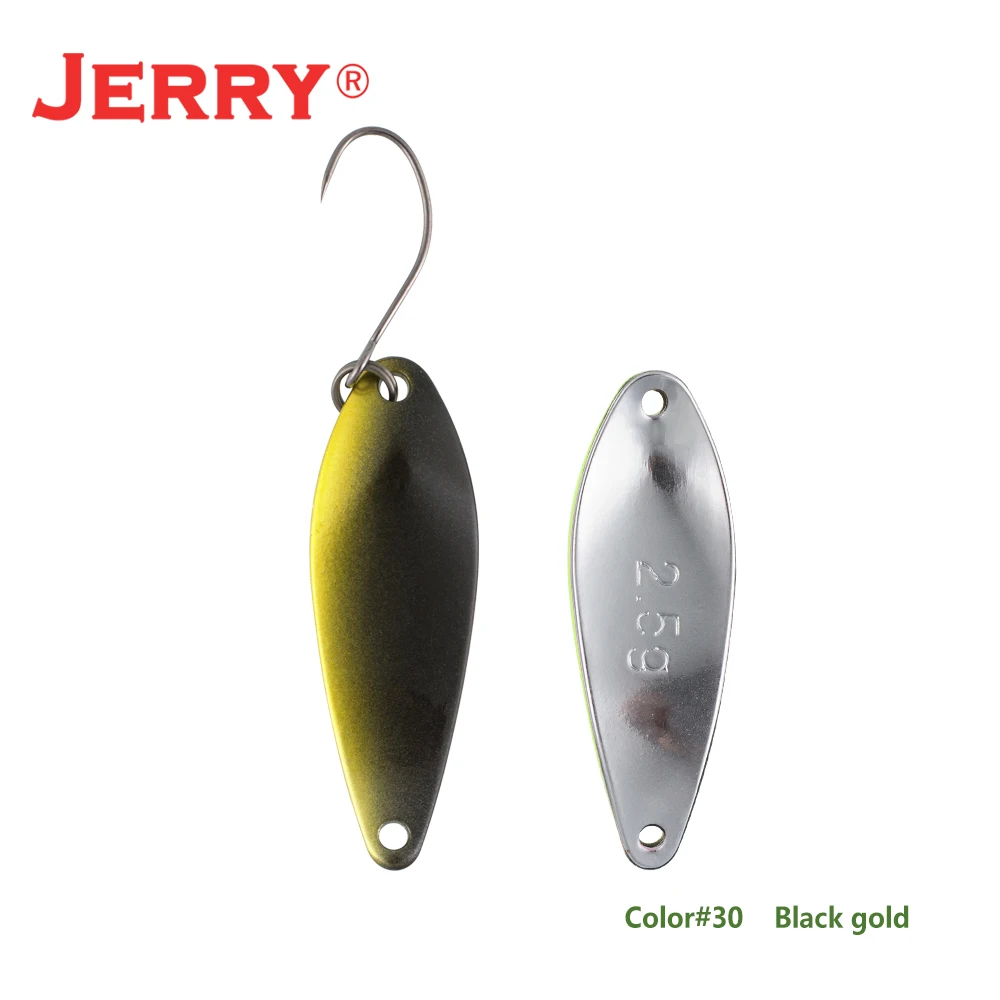 Jerry 1 шт., латунные рыболовные ложки pesca, яркие цвета, высокое качество, безделушки, форель, ложка, рыболовные приманки - Цвет: black gold