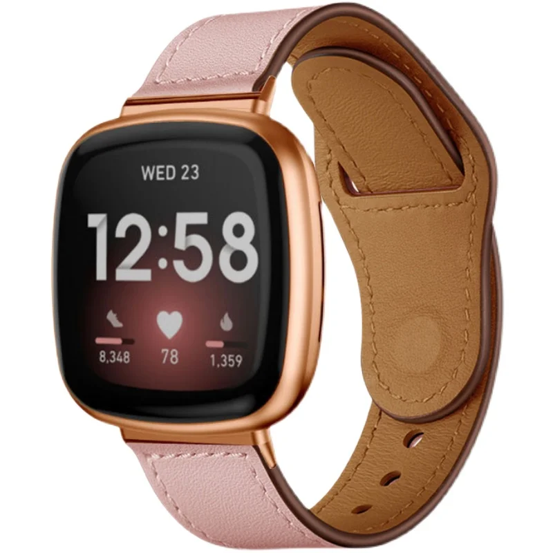 Leather Ventilation Bracelet Strap For Fitbit Versa 2 3 Sense Band Loop Genuine Leather Smart Watch Strap Replacement 