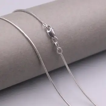 شراءريال 18K الأبيض عقد ذهب المرأة الإناث ثعبان الجولة سلسلة 1 مللي متر الإناث 50 سنتيمتر/20 بوصة هدية قلادة المجوهرات رجل الذهب سلسلة