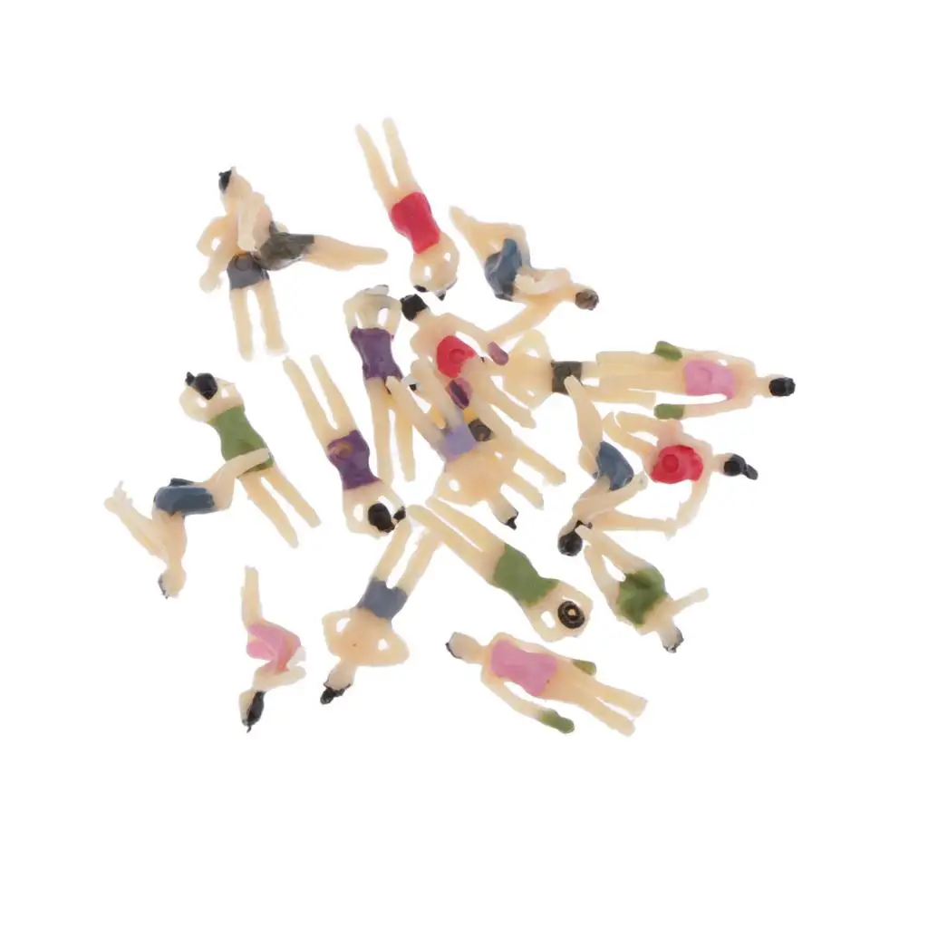20pcs 1:150 N TT Scale Miniature Beach People Model Figurines for Model Train Diorama Scenery Supplies