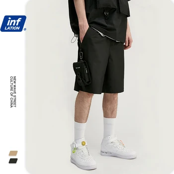 

INFLATION 2020 Summer Men's Casual Loose Fit Shorts Summer Mens Shorts Elastic Waist Male Short Polyester Hombre Shorts 3030S20