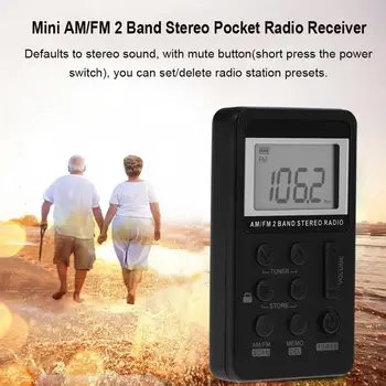 

Mini Portable AM/FM 2 Band Stereo Pocket Radio Receiver w/ LCD Display & Earphone & Rechargeable Battery