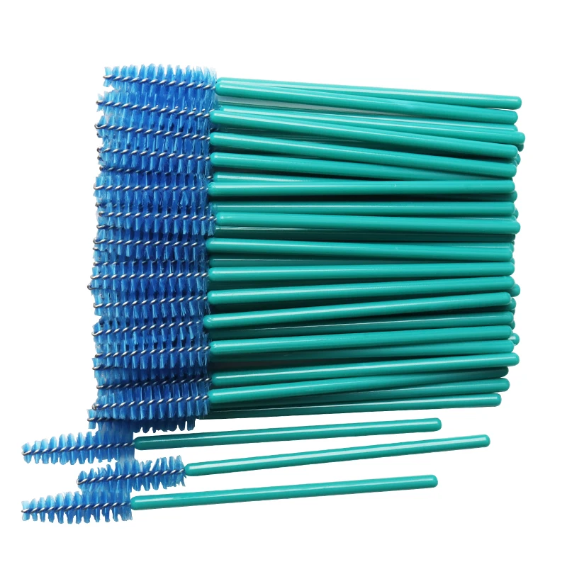 green blue 50 шт./лот, одноразовая нейлоновая тушь для ресниц, палочка, аппликатор, зеленая кисть для ресниц, для наращивания ресниц, инструменты для макияжа - Handle Color: green blue