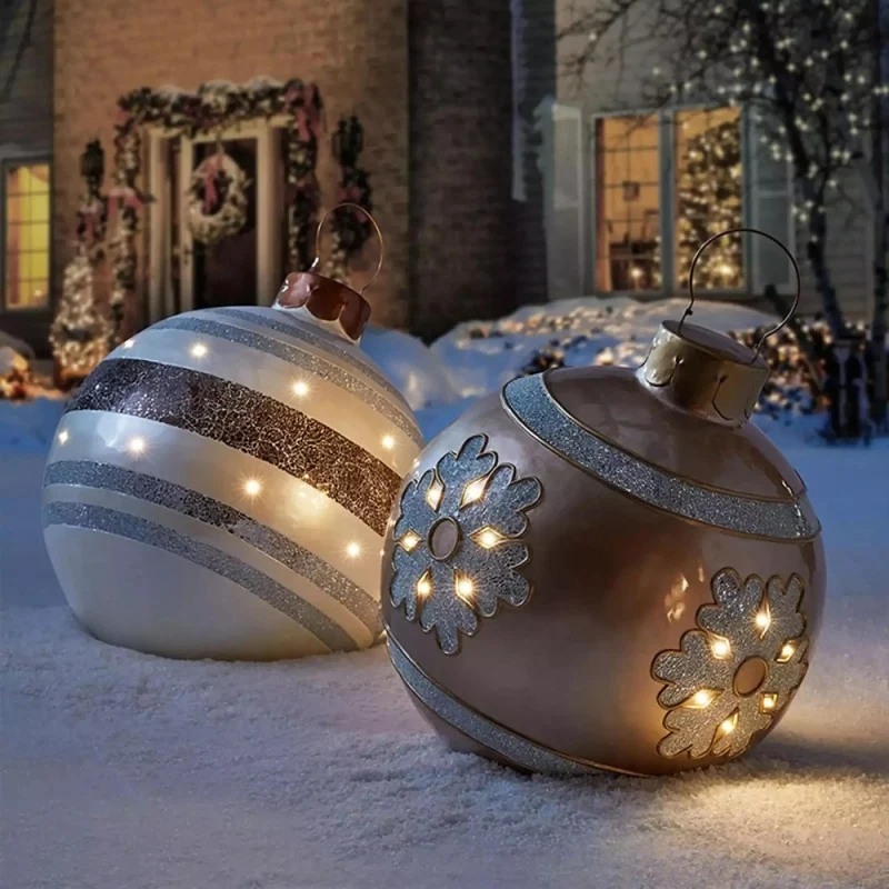 60cm Christmas Tree Ball Decorations Outdoor Home Yard Atmosphere PVC Inflatable Ball Giant Xmas New Year Gift Decor
