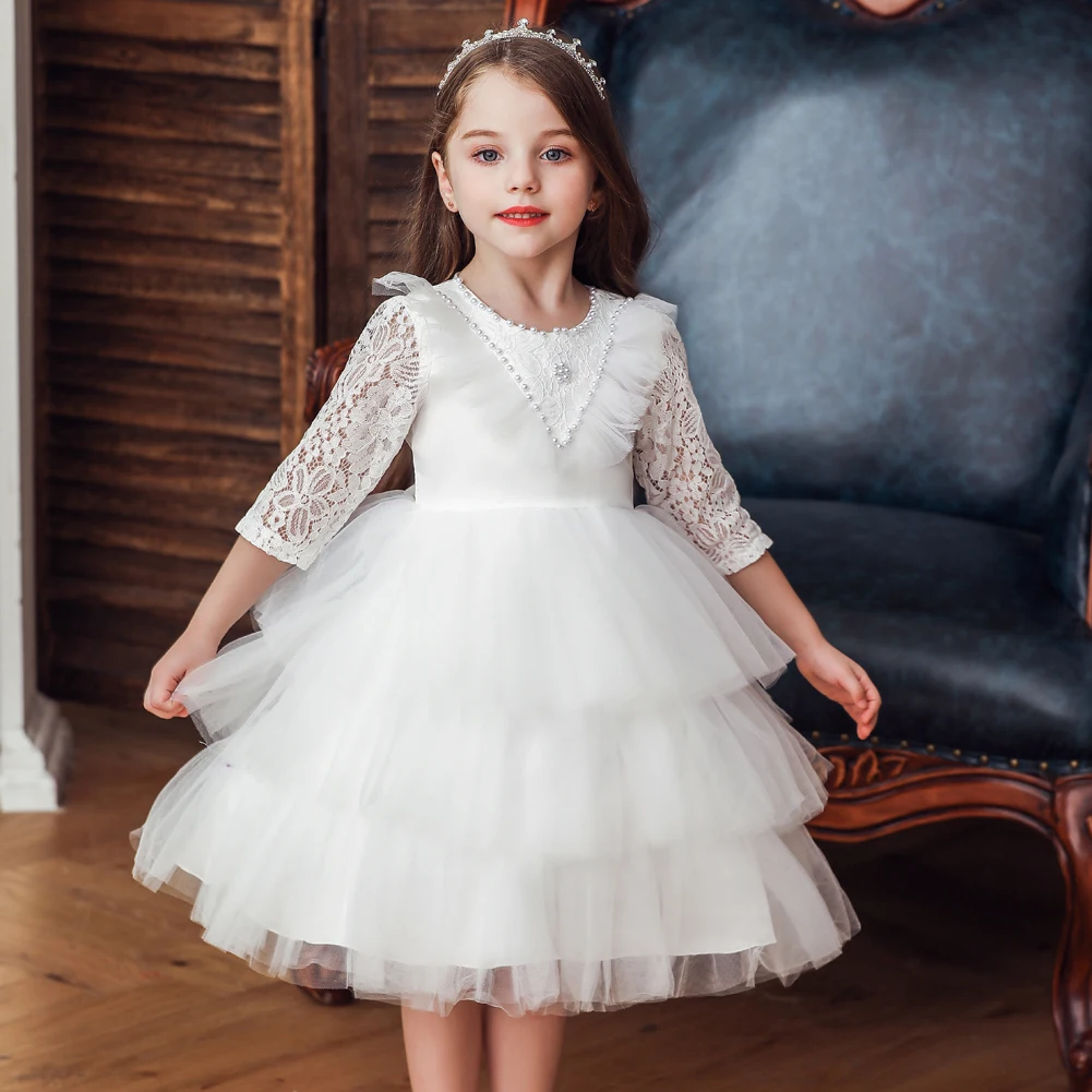 

Vgiee Princess Dress for Girls Kids Party and Wedding Knee-Length Half Pearls Kids Dresses Outfits for Baby Girls CC623