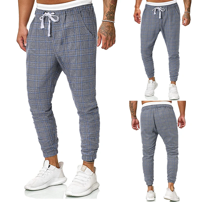 Style 4 Aisputent мужские уличные клетчатые брюки мужские Весна Осень Slim Fit Drawstring Спортивные Брюки с карманами спортивные брюки повседневные длинные брюки - Цвет: Style 4