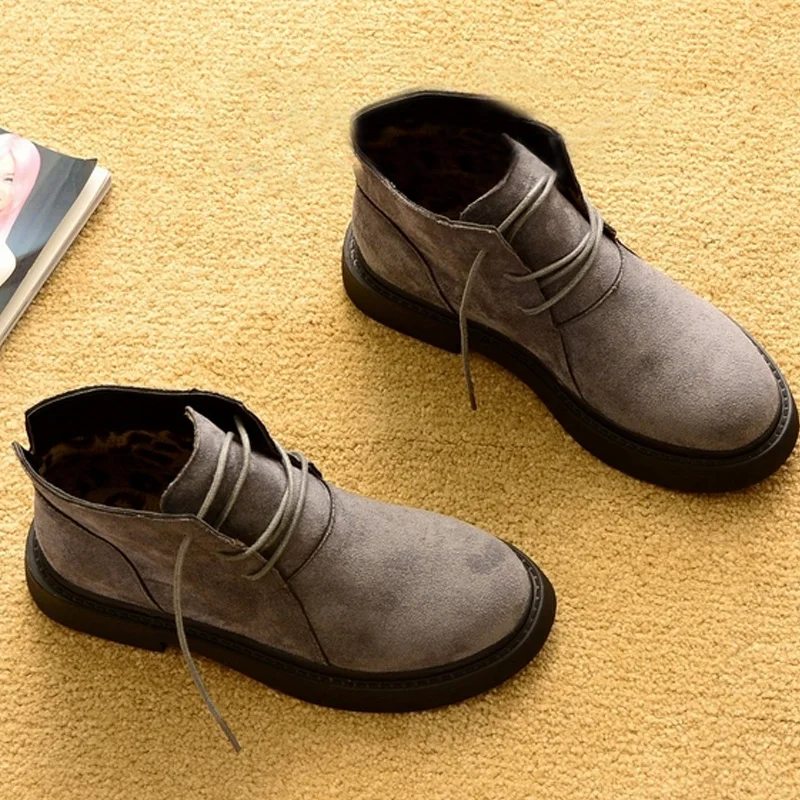 Gray for autumn Новая осенне-зимняя обувь; женские зимние ботинки; теплая плюшевая обувь; женская обувь на холодную зиму; Модные женские ботильоны; женские ботинки - Цвет: Gray for autumn