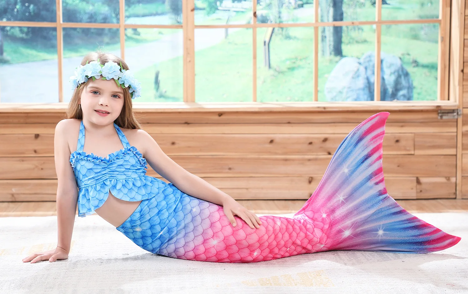 elvira costume Haojxuanyu Children Mermaid Swimwear Girls Pink Blue Bikini Set Kids Swimsuit Cosplay Mermaid Tail Costume for Swimming morticia addams dress